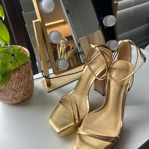 Alexandre Birman Gold Metallic Heels - Size EU38